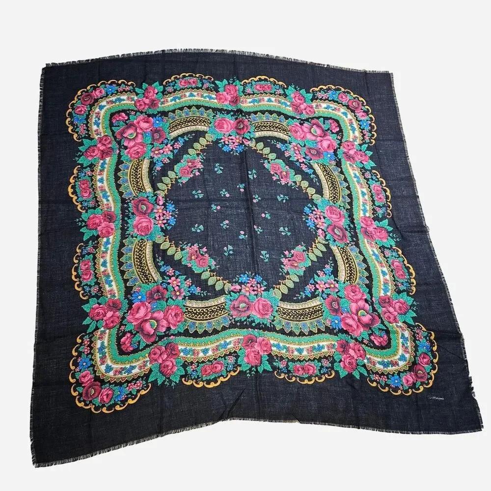 vintage boho whimsigoth folk babushka scarf